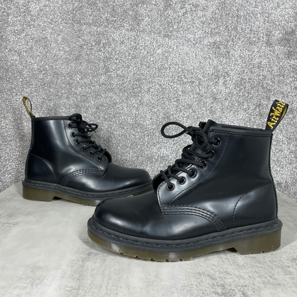Dr. Martens Boots Womens 6 101 Smooth Leather Black 6-Eye Ankle Combat Grunge